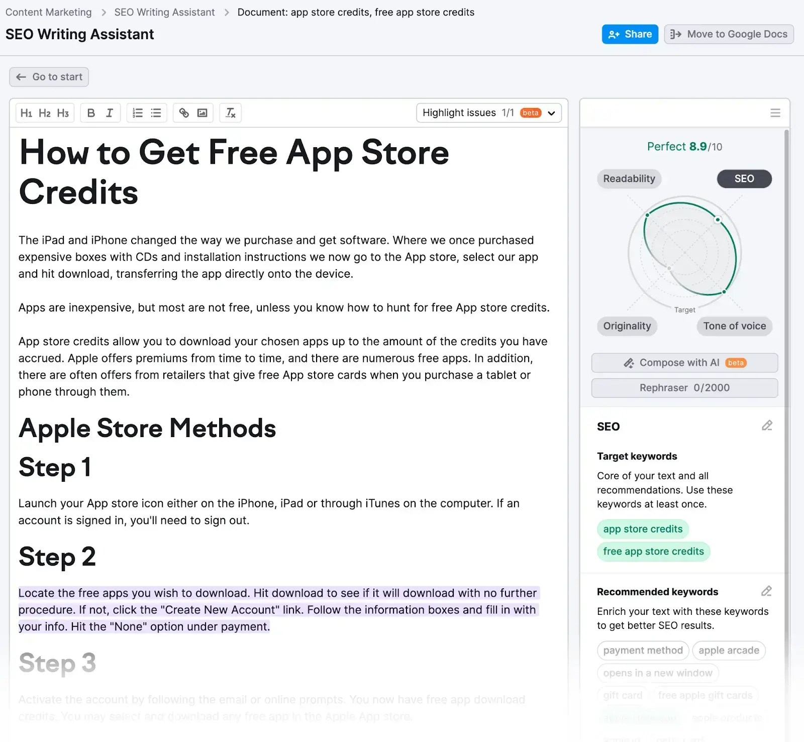 SEO Writing Assistant